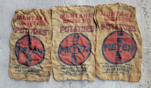 Group Of Meyer Deer Lodge Montana Potato Sacks