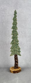 Hand Carved Wood Christmas Pine Tree