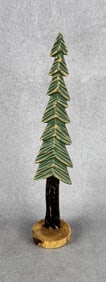 Hand Carved Wood Christmas Pine Tree