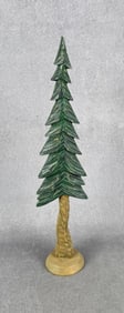 Hand Carved Wood Christmas Pine Tree