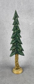 Hand Carved Wood Christmas Pine Tree