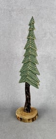 Hand Carved Wood Christmas Pine Tree