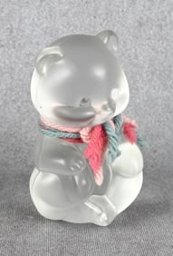 Fenton Frosted Glass Teddy Bear Paperweight