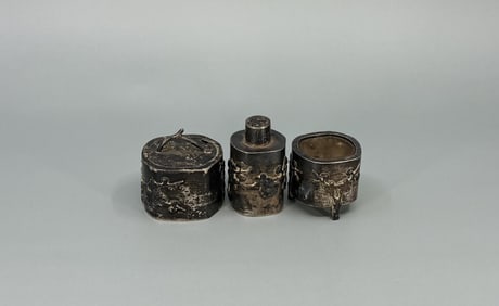 Japanese Meiji Period Sterling Condiment Set
