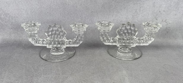 Fostoria American Pattern 2056 Double Candlesticks