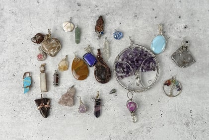 Wire Wrapped Crystal & Mineral Necklace Pendants