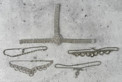 Group Of Rhinestone Costume Jewelry Necklaces