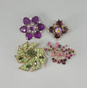 Collection of Costume Jewelry Rhinestone Brooches