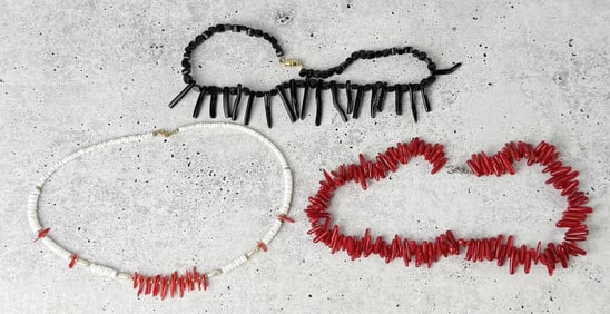 Collection of Costume Jewelry Coral Necklaces