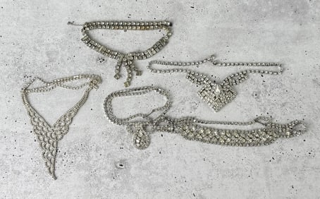 Collection of Costume Jewelry Rhinestone Necklaces