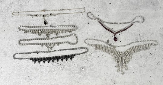Collection of Costume Jewelry Rhinestone Necklaces