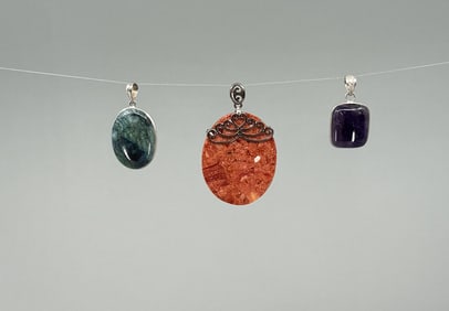 Sterling Silver Gemstone Necklace Pendants