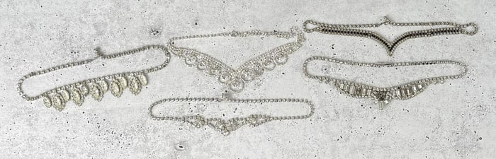 Collection of Costume Jewelry Rhinestone Necklaces