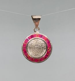 Sterling Silver Opal Mayan Calendar Pendant
