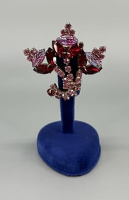 Red & Pink Costume Jewelry Rhinestone Brooch