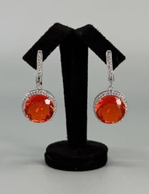 Sterling Silver Orange Spessartine Garnet Earrings