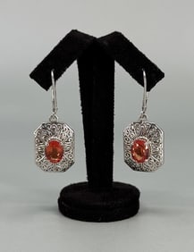 Sterling Silver Mandarin Garnet Earrings