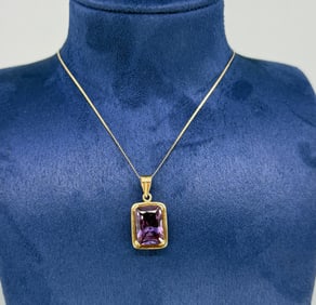 14K Gold Amethyst Necklace