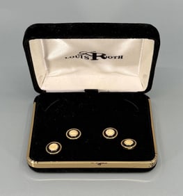 Louis Roth Goldtone Round Button Studs