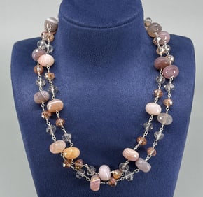 Faceted Quartz and Agate Necklace