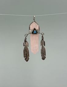 Navajo Sterling Silver Rose Quartz Crystal Pendant