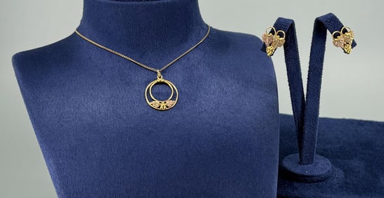 Black Hills Gold Necklace Earring Set