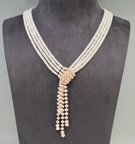 Multi Strand Cultured Pearl Adjustable Necklace