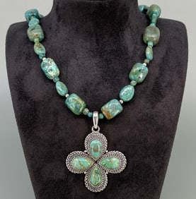 Barse Sterling Turquoise Nugget Necklace