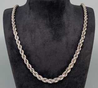 Heavy Sterling Silver Rope Chain Necklace