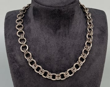 Sterling Silver Chain Link Toggle Necklace