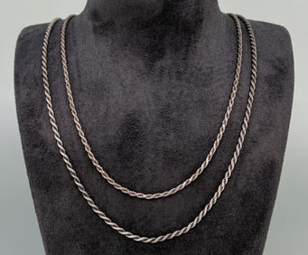Pair Of Sterling silver Rope Chain Necklaces