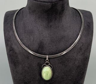 Sterling Silver Green Aventurine Necklace
