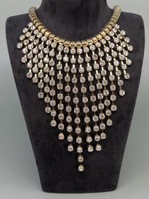Costume Jewelry Rhinestone Waterfall Bib Necklace