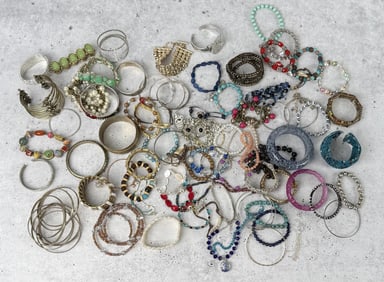 Large Group Of Costume Jewelry Bracelets