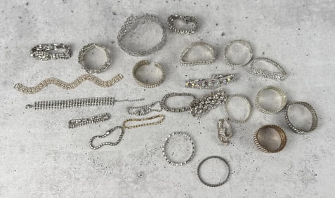 Group Of Costume Jewelry Rhinestone Bracelets