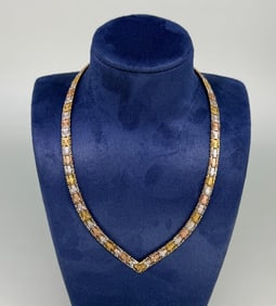 Tri Color Sterling Silver Necklace