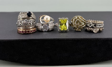 Group Of Sterling Silver Rings