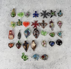 Group Of Art Glass Hippie Necklace Pendants