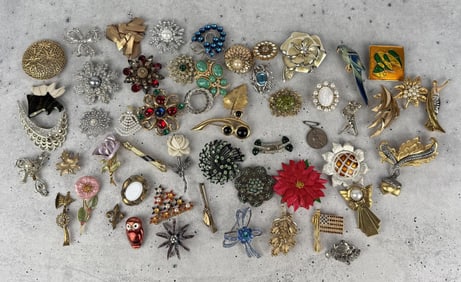 Group Of Costume Jewelry Brooches