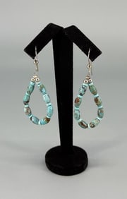 Zuni Rolled Turquoise Bead Earrings