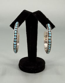 Zuni Petit Point Sterling Turquoise Earrings