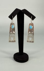 Jeff James Jr Navajo Sterling Turquoise Earrings