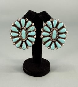 Zuni Petit Point Sterling Turquoise Earrings