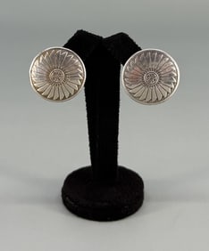 Navajo Sterling Silver Concho Stud Earrings