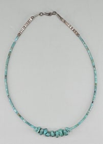 Zuni Rolled Turquoise Heishi Necklace