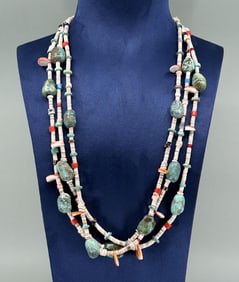 Santo Domingo Pueblo Three Strand Heishi Necklace