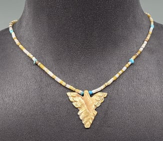 Zuni Heishi Mother of Pearl Eagle Necklace