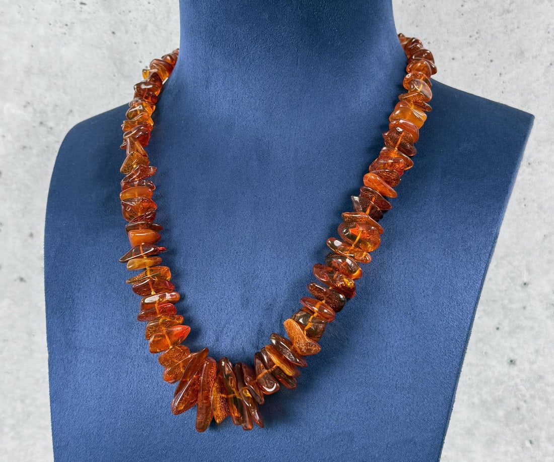 Baltic Amber Nugget Necklace: 12" long closed. 67 grams.