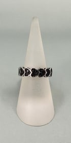YGI Sterling Silver Black Spinel Pave Heart Ring