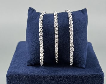Group of Three Sterling Silver Byzantine Bracelets